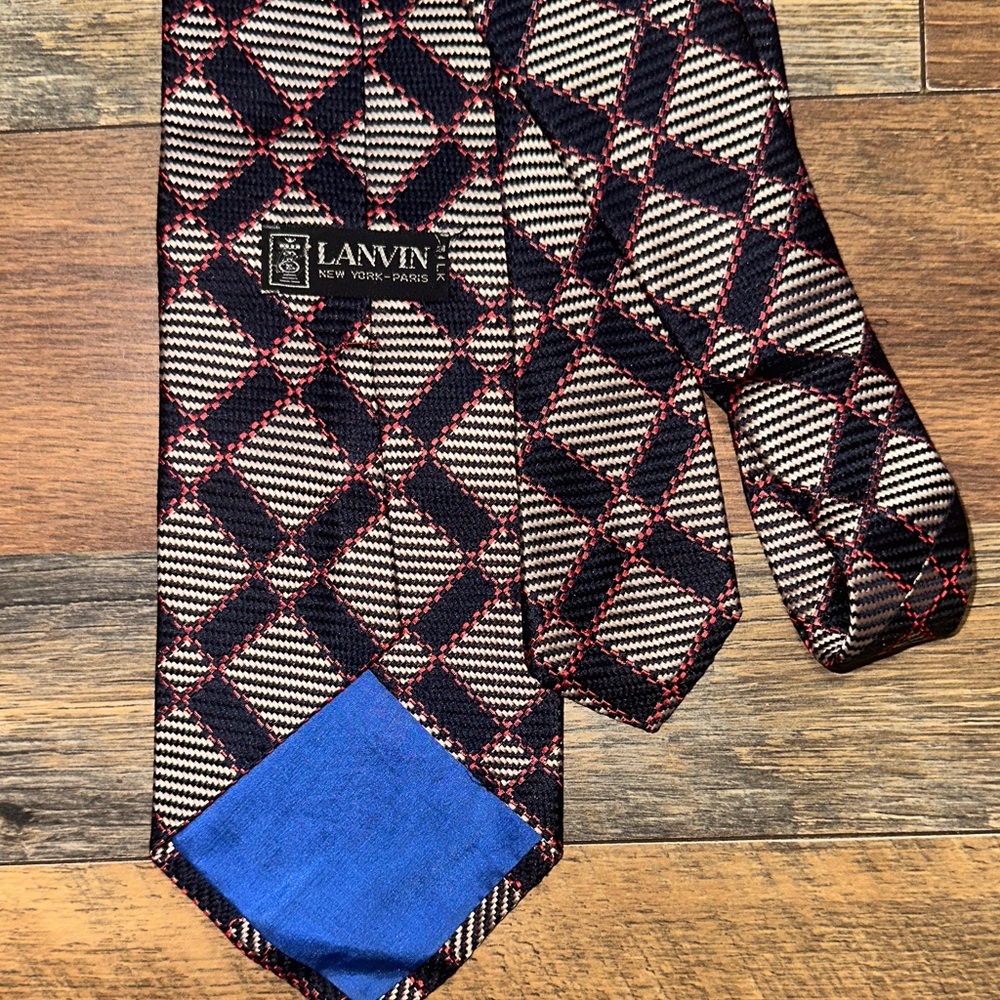 Lanvin Black and Red Geometric Silk Tie - Picture 3 of 4